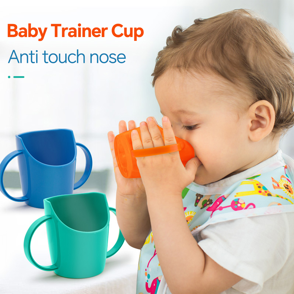 Snack Cup Toddler - 赤ちゃん用ウォーターカップ、赤ちゃん用飲料水・ミルクカップ、窒息防止・鼻保護機能付き、傾斜口カップ