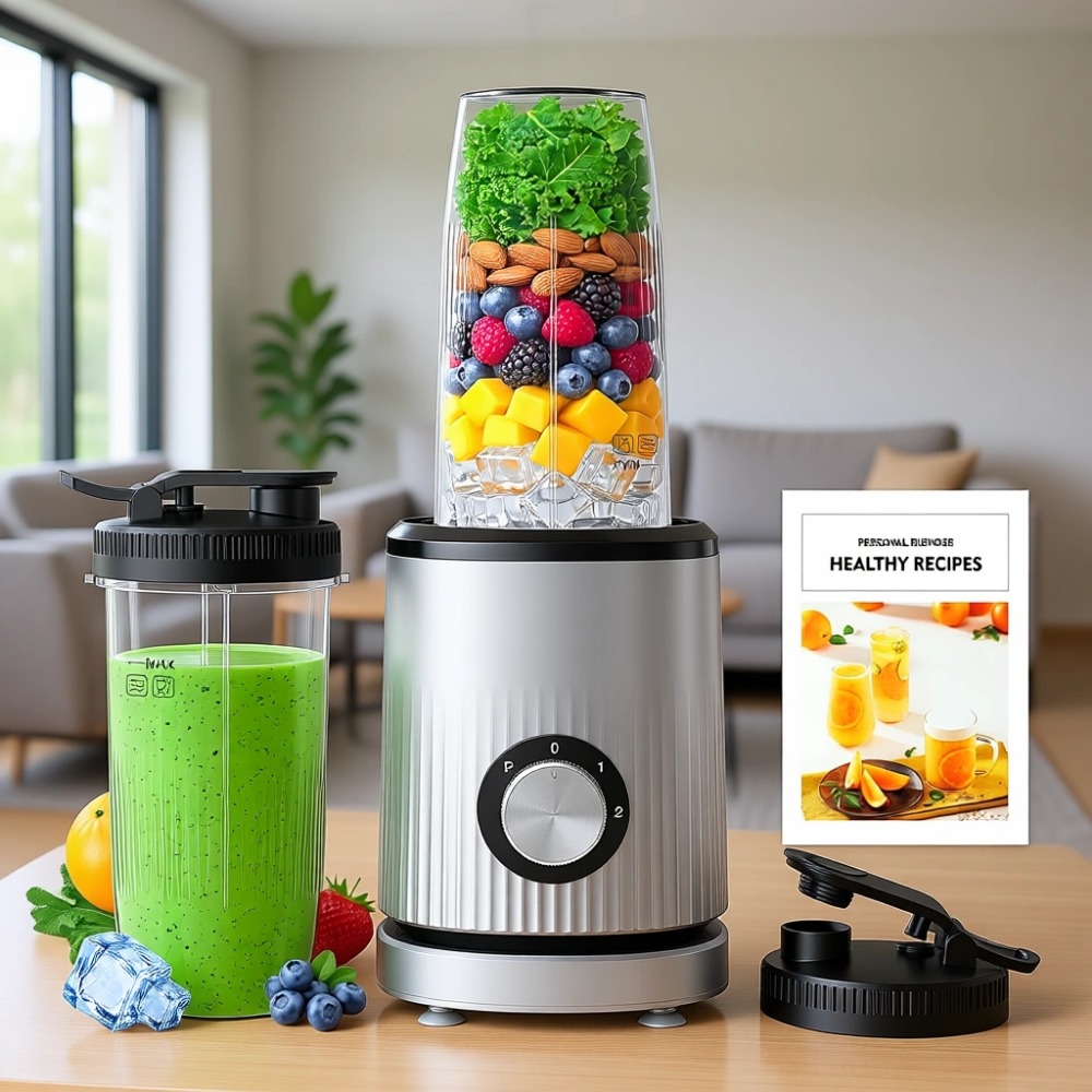 Baby Food Recipes - ポータブルパーソナルスムージーブレンダー、2つの24オンスカップと追加の蓋付き、シェイク、ジュース、ベビーフード、栄養価の高いレシピに最適