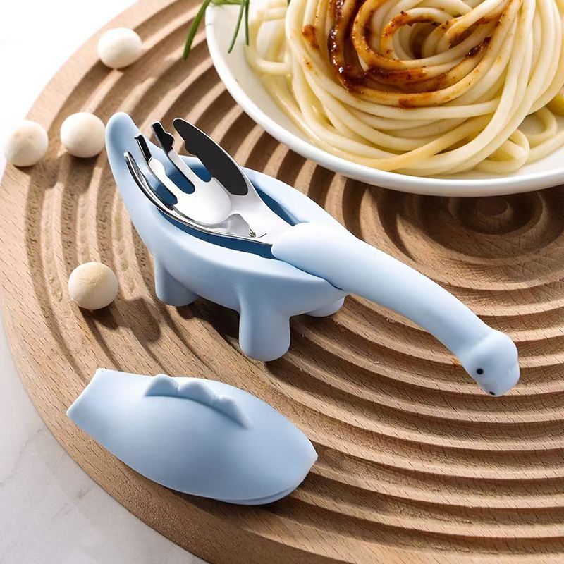 Baby Food Knife Set - 恐竜ベビー給餌食器セット子供食器ステンレス鋼幼児カトラリー漫画幼児食品給餌スプーンフォーク