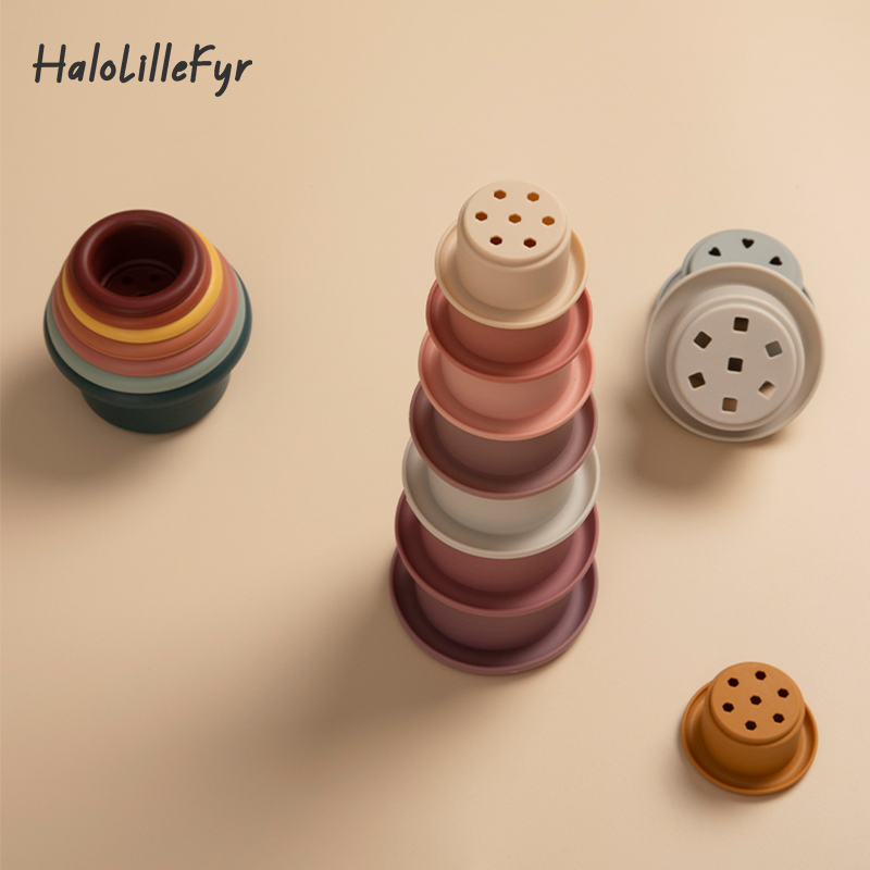 Baby Food Nestum - ベビーシリコーンスタッキングカップおもちゃ BPA フリーネストモンテッソーリビルディングブロックおもちゃスタックタワー幼児ギフト早期教育