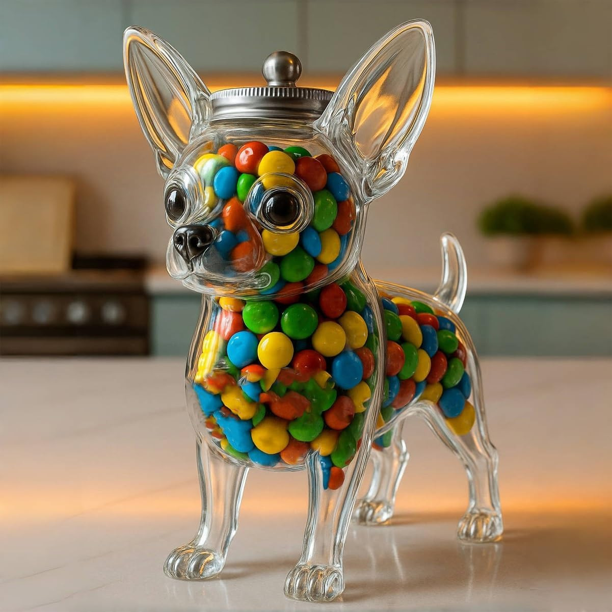Snack Container Travel - チワワ型容器鮮度保持チワワ犬用おやつジャー気密ガラスペットフード収納キッチン用クリスマス用