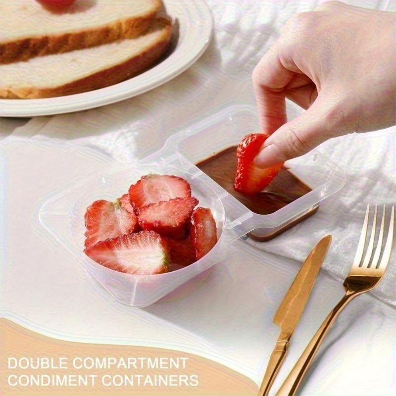 5/10/20 個二重コンパートメント調味料容器蓋付きポータ - Snack Container Travel のレビューと価格