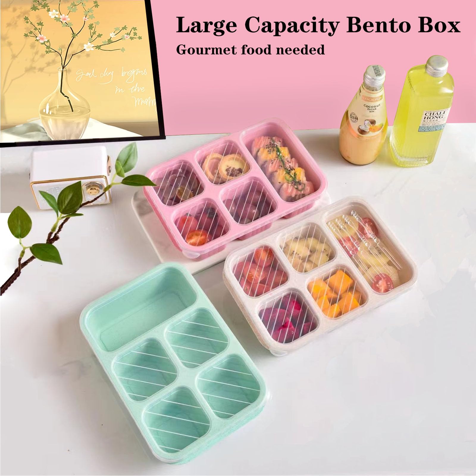 1個入り弁当箱、旅行や仕事に最適、5つのコンパートメント付き - Snack Container Travel のレビューと価格