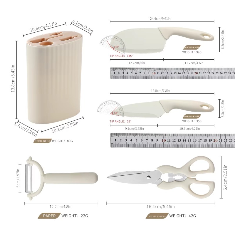 5点セットのキッチン用小型ツール。ステンレス製のフルーツナイ - Baby Food Knife Set のレビューと価格