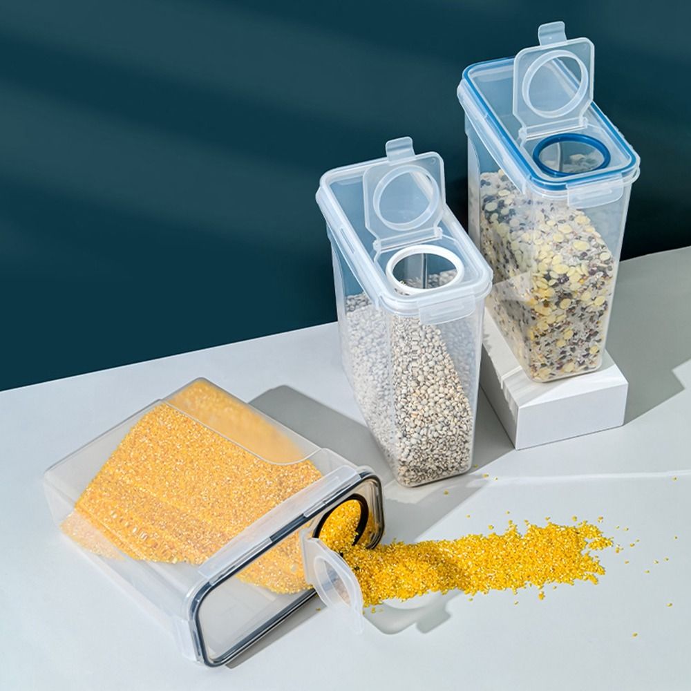 プラスチック製シリアル保存容器 透明 密閉穀物貯蔵タンク 防 - Snack Container Travel のレビューと価格