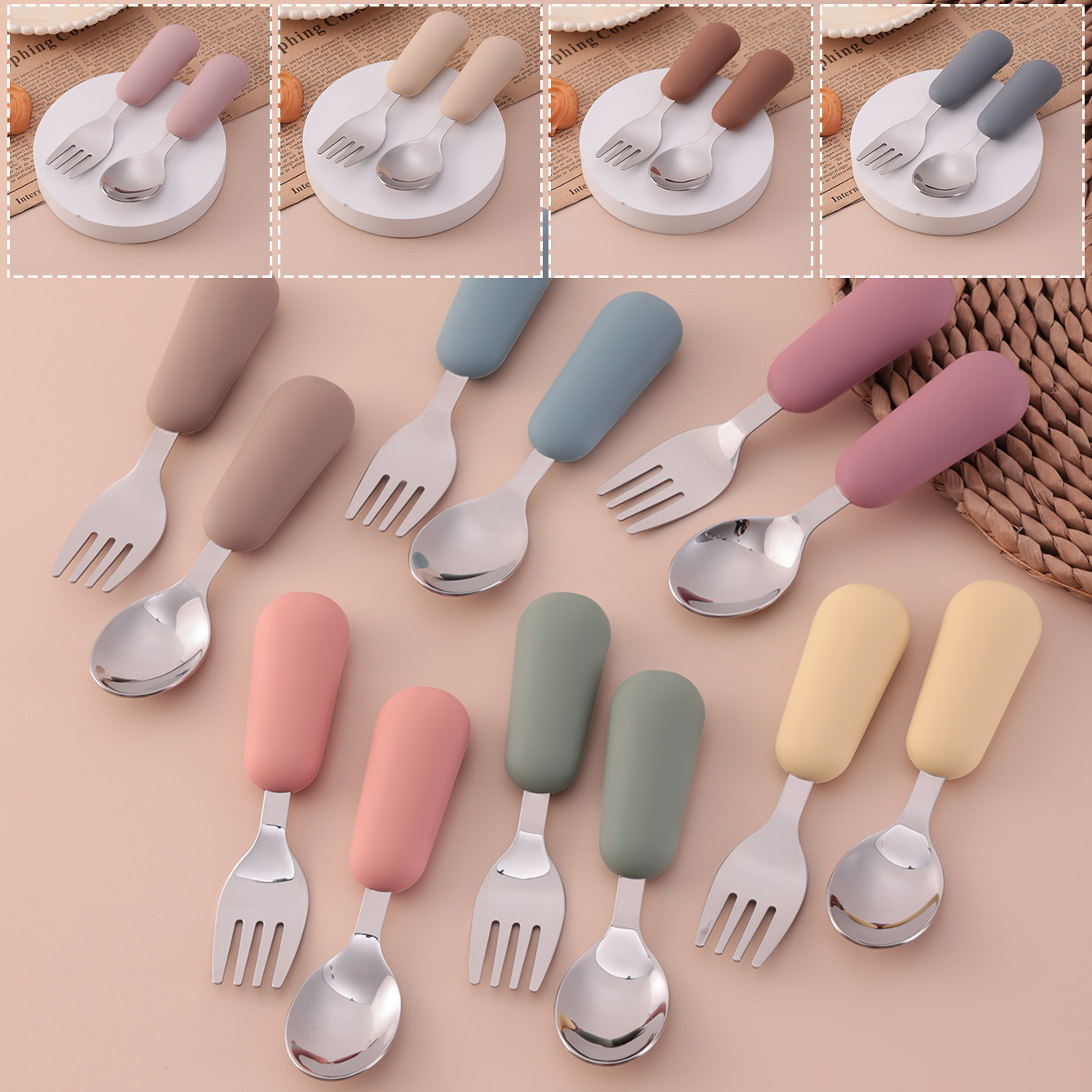 カラーキッズ 2ピース ステンレス製フォークスプーン ベビー - Baby Kitchen Food のレビューと価格