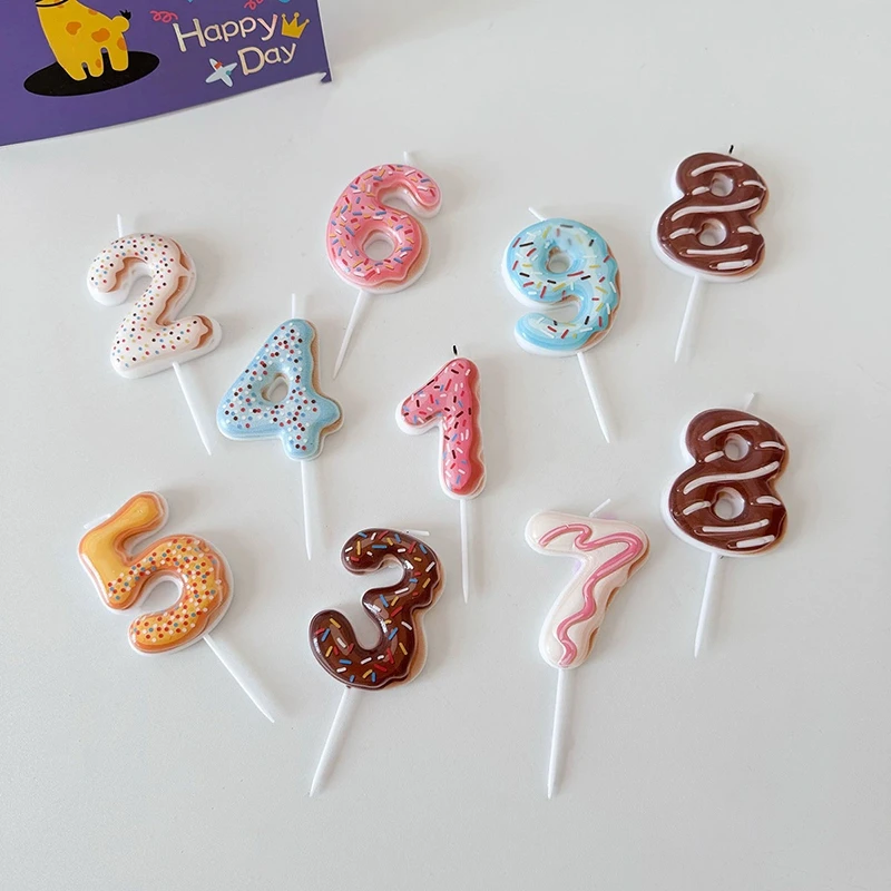 甘いドーナツ番号キャンドル 0-9 番号誕生日キャンドルデザ - Baby Food Recipes のレビューと価格