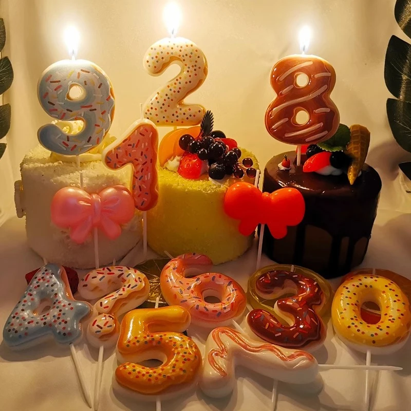 甘いドーナツ番号キャンドル 0-9 番号誕生日キャンドルデザ - Baby Food Recipes のレビューと価格