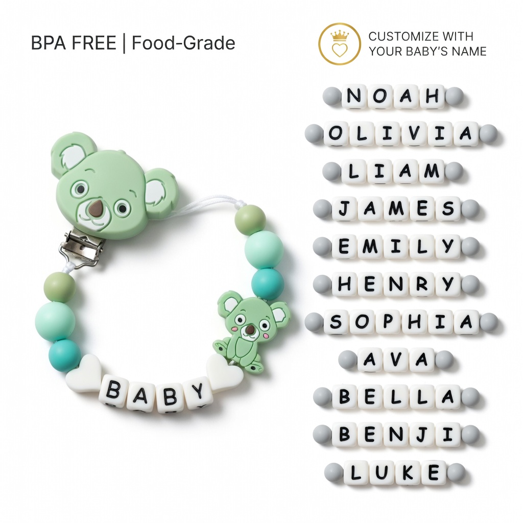 シリコーンベビーおしゃぶりクリップ歯が生えるチェーンパーソナ - Baby Food Name のレビューと価格
