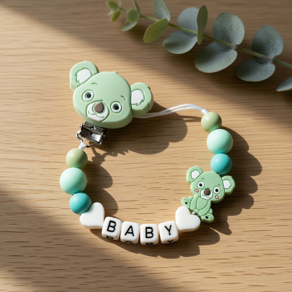 シリコーンベビーおしゃぶりクリップ歯が生えるチェーンパーソナ - Baby Food Name のレビューと価格
