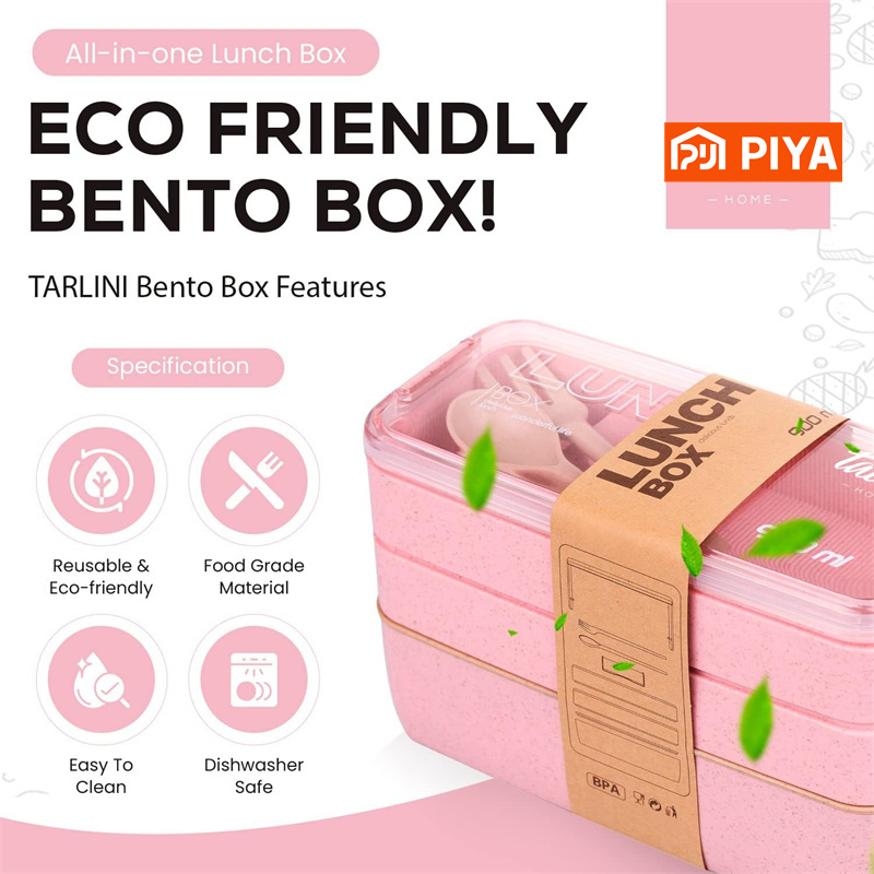 弁当箱3-in-1麦わらストロー,再利用可能な食器,弁当箱, - Snack Container Travel のレビューと価格