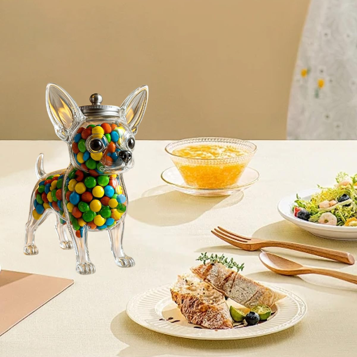 チワワ型容器鮮度保持チワワ犬用おやつジャー気密ガラスペットフ - Snack Container Travel のレビューと価格