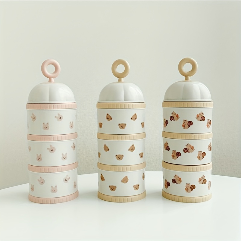 3層ベビーミルクパウダーディスペンサー漫画幼児用粉ミルク収納 - Baby Food Organizer のレビューと価格