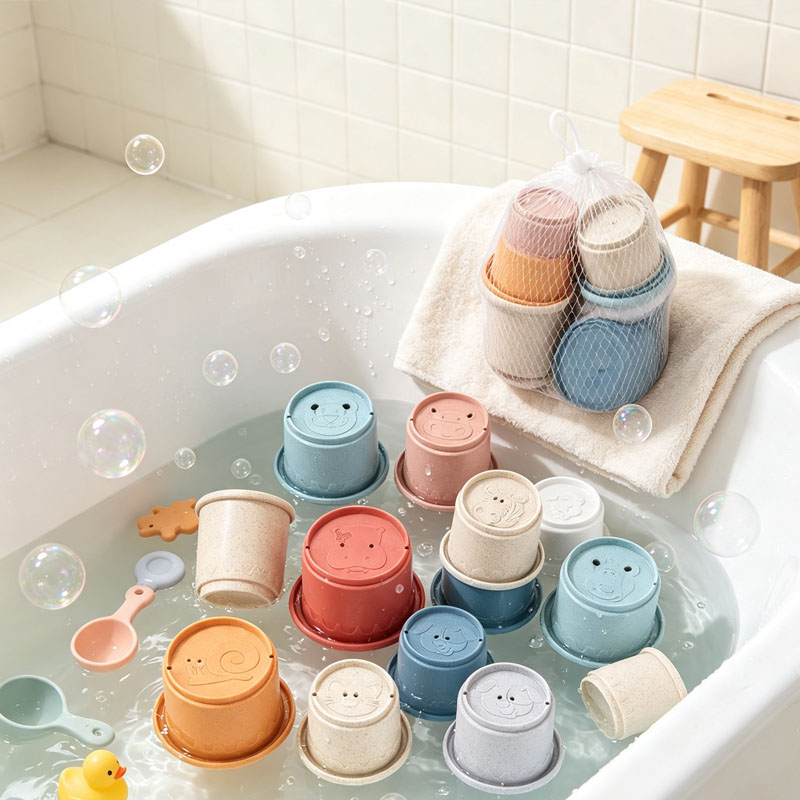 ベビーバスおもちゃ カラフルな積み重ねカップ 幼児向け教育用 - Baby Food Nestum のレビューと価格