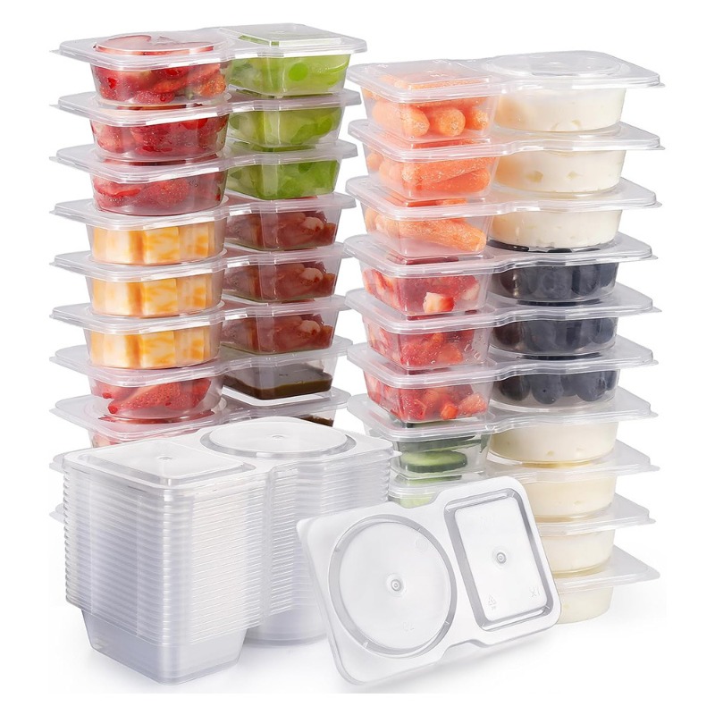 5/10/20/40 個二重コンパートメント調味料容器蓋付き - Snack Container Travel のレビューと価格