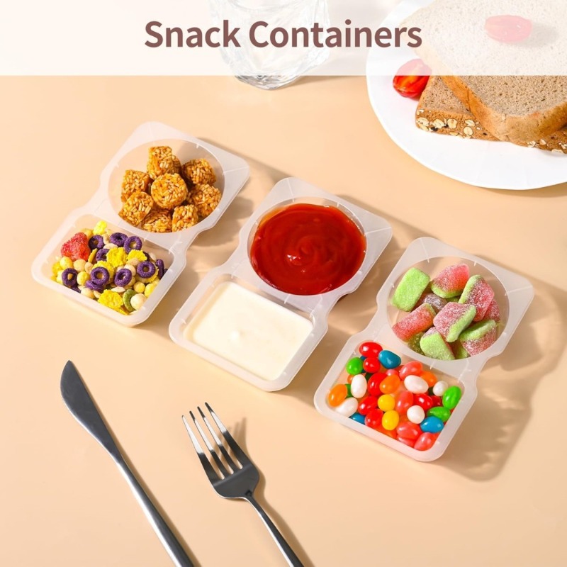 5/10/20/40 個二重コンパートメント調味料容器蓋付き - Snack Container Travel のレビューと価格