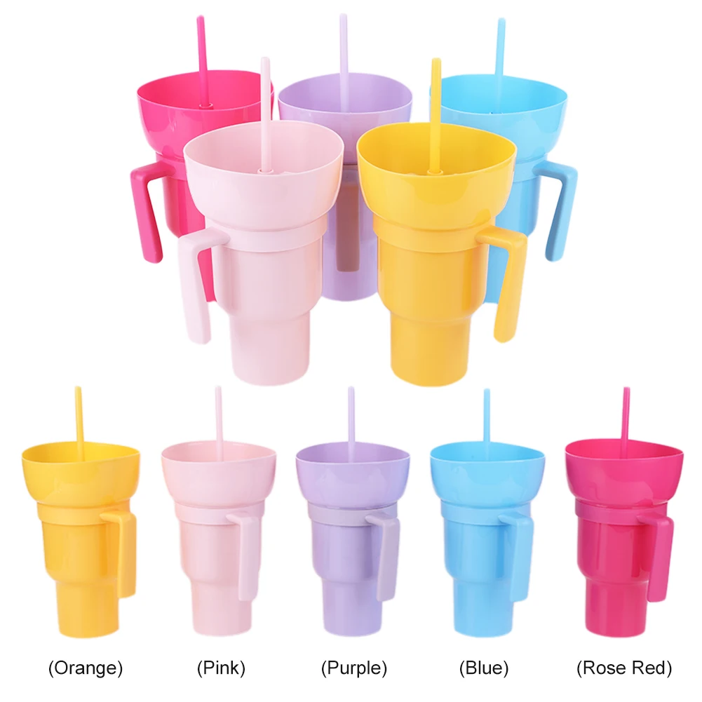 ストローとハンドル付きのポータブルスナックコンテナ、スタジア - Snack Container Travel のレビューと価格