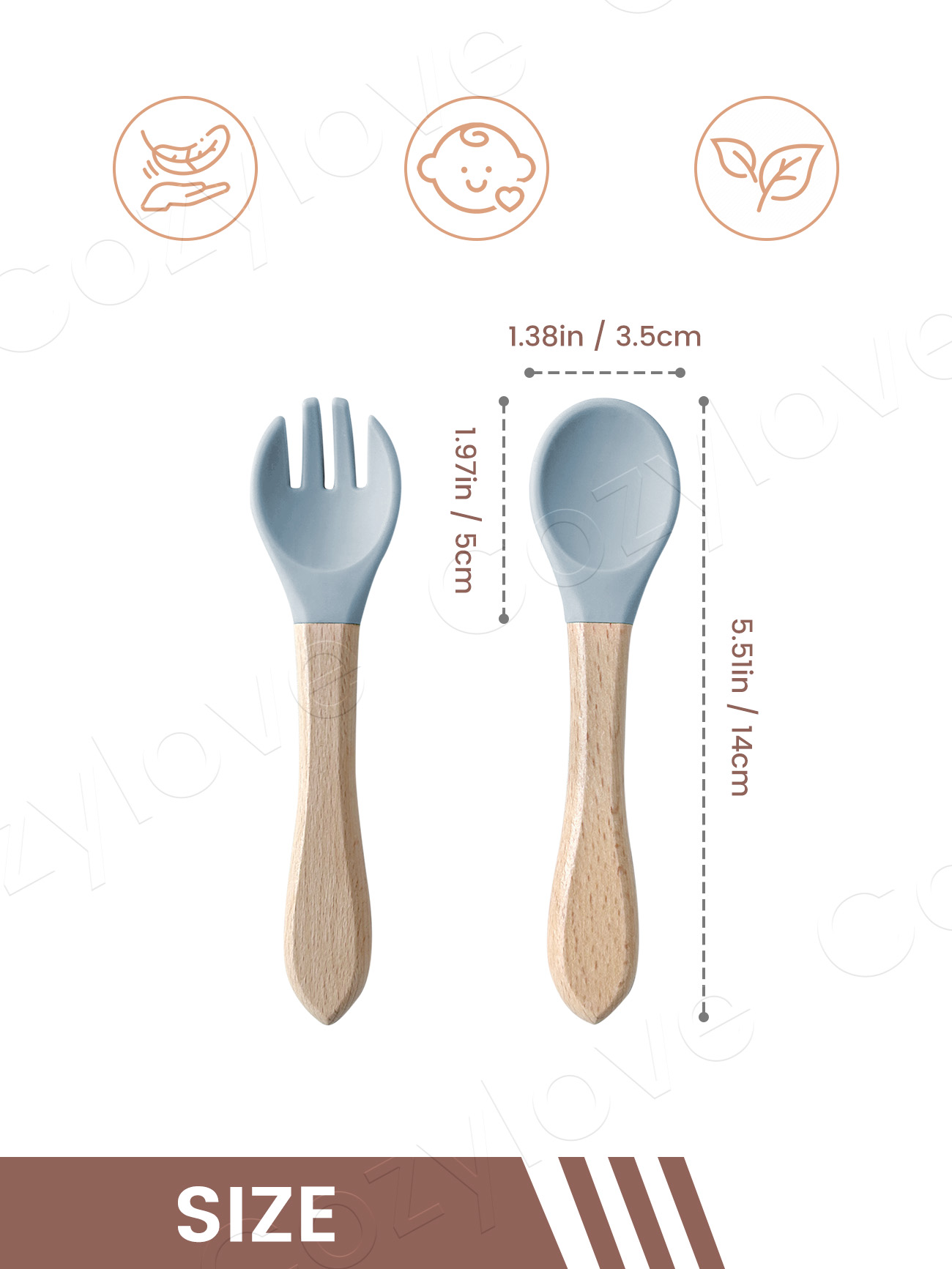 ベビーシリコンフォークスプーンセット、天然木製ハンドル付き幼 - Baby Kitchen Food のレビューと価格