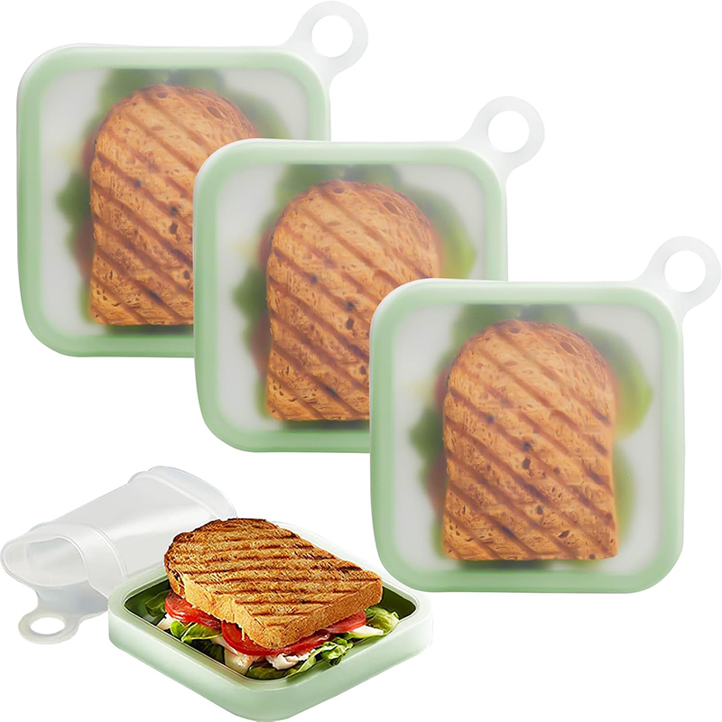 シリコーンサンドイッチトースト弁当箱ハンドル付きポータブルサ - Snack Container Travel のレビューと価格