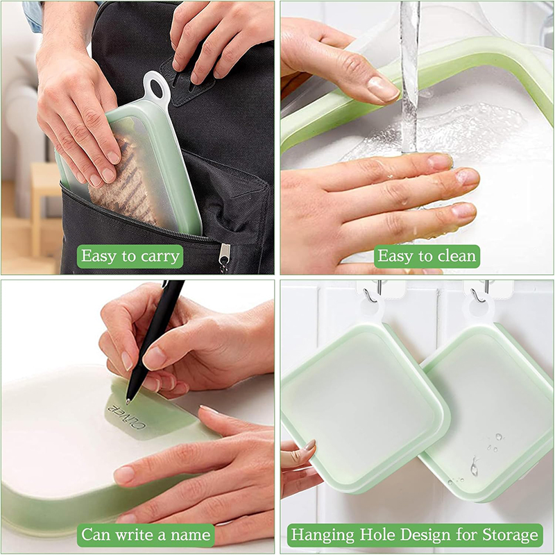 シリコーンサンドイッチトースト弁当箱ハンドル付きポータブルサ - Snack Container Travel のレビューと価格