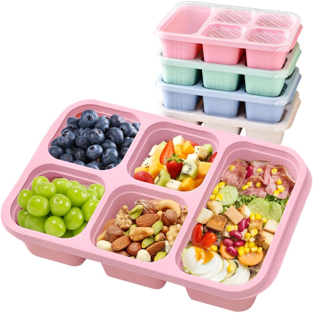 再利用可能な5つのコンパートメントが付いた弁当箱、電子レンジ - Snack Container Travel のレビューと価格