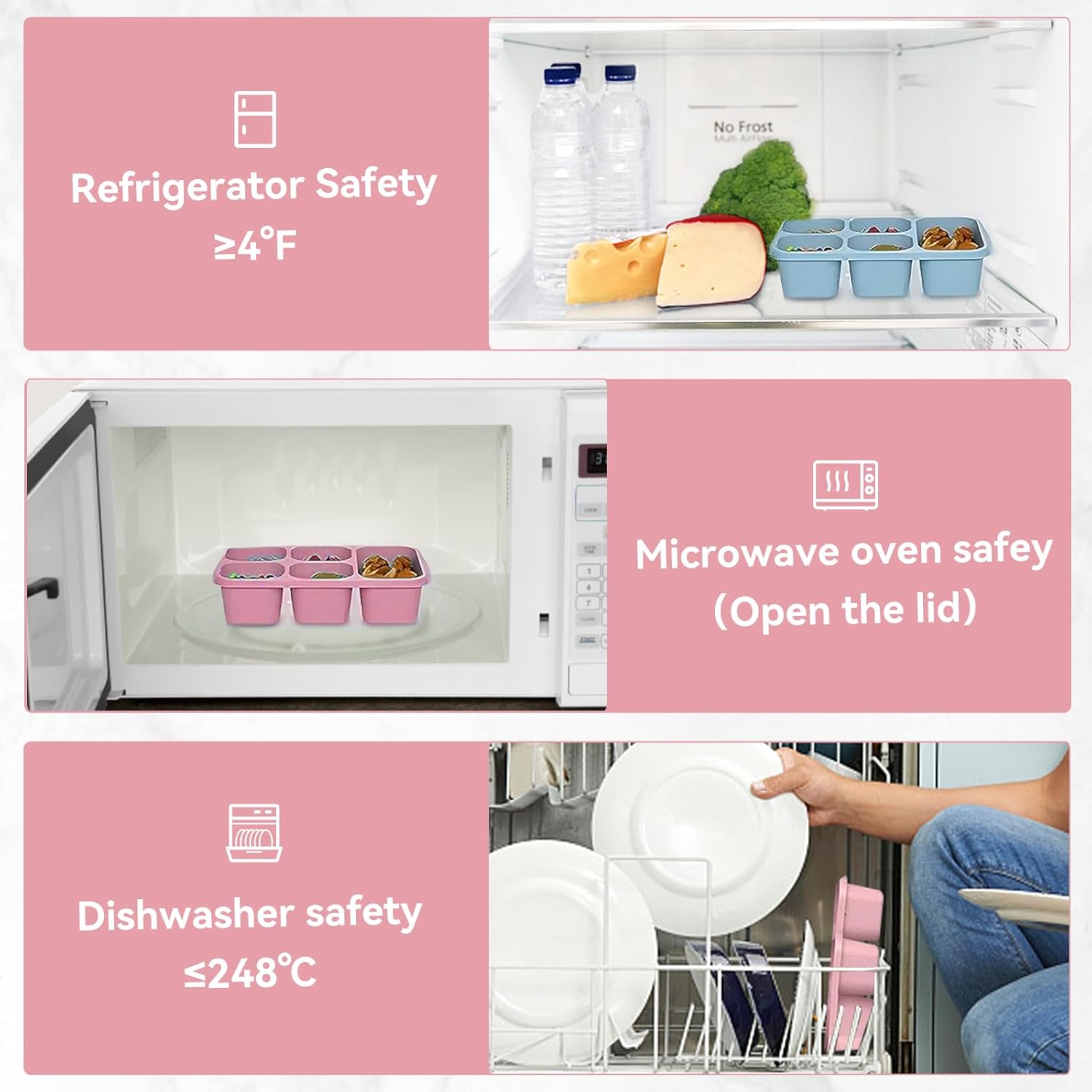 再利用可能な5つのコンパートメントが付いた弁当箱、電子レンジ - Snack Container Travel のレビューと価格