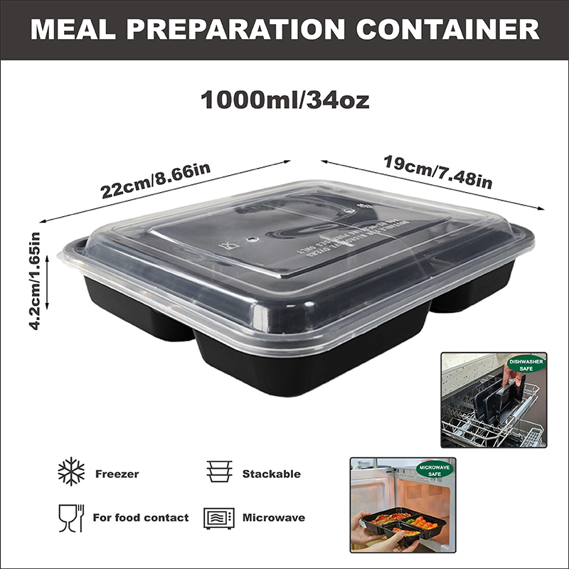 3コンパートメント 34オンス/1000ml、12/35個入 - Snack Container Travel のレビューと価格