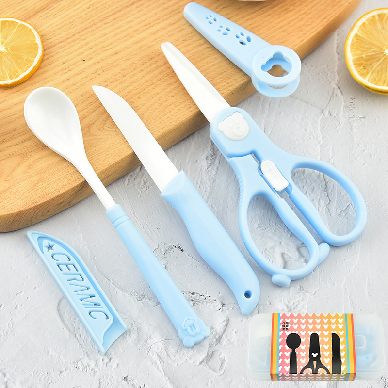 ベビーフード用3ピース陶器セット、プラスチック密封ボックス、 - Baby Food Knife Set のレビューと価格